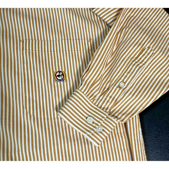 Cinch striped long sleeve button down shirt Mens Large gold & white - Picture 3 of 9